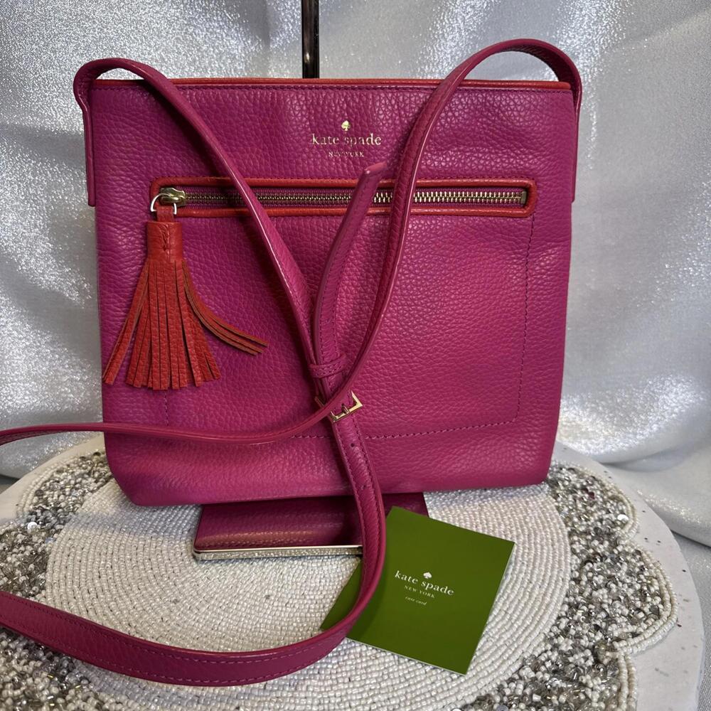 Kate Spade New York Pink & Red Leather Chester St Session Crossbody Bag Purse